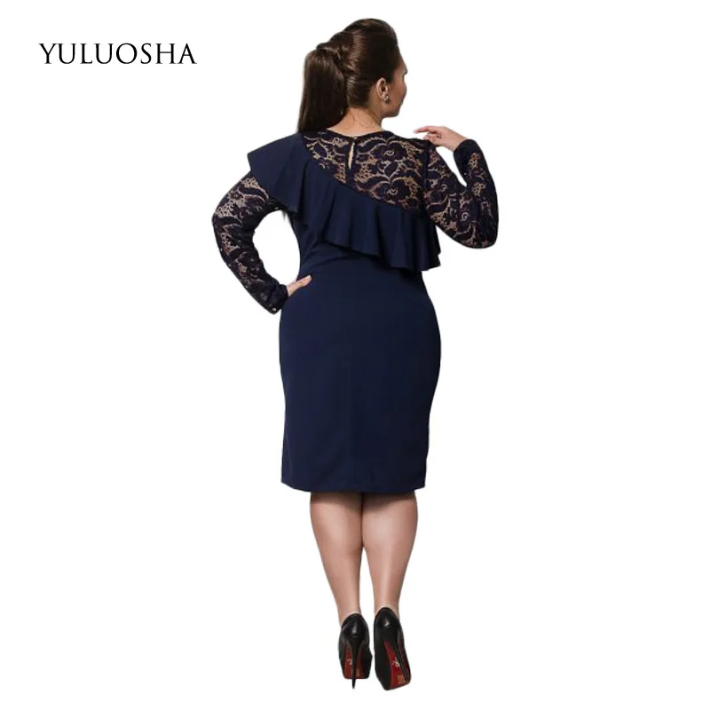 YULUOSHA вечернее платье 5XL женское официальное трапеция с кружевом элегантное ярко