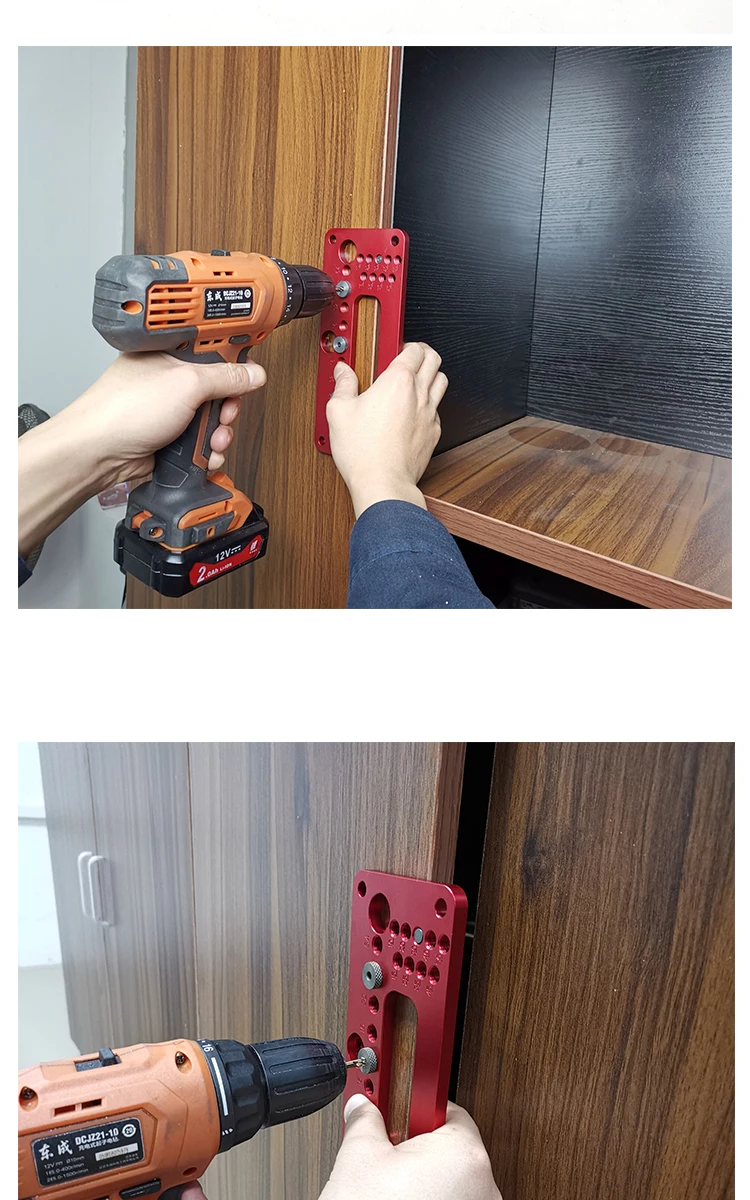 

Self Centering Dowelling Jig for Woodworking, Precise Imperial Dowels Punch Locator Tools Cabinet Hardware Jig (Red)