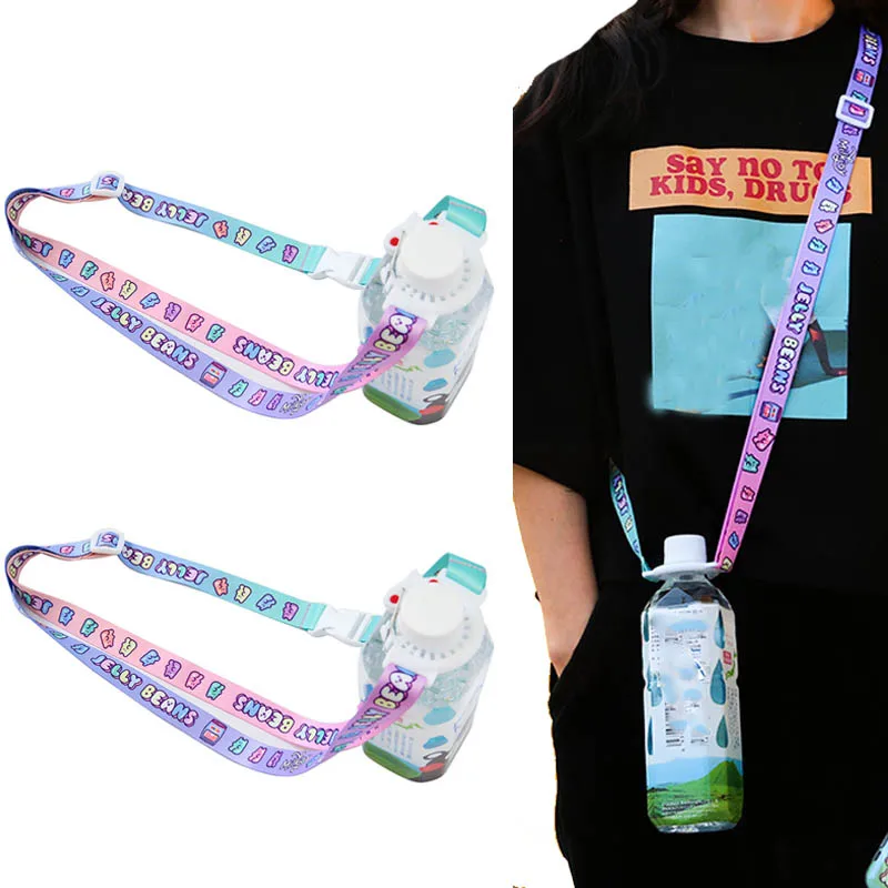 Kawai Portable Water Bottle Lanyard Cute Cartoon Drink Outdoor Travel Buckle Strap Cup Accessories | Дом и сад