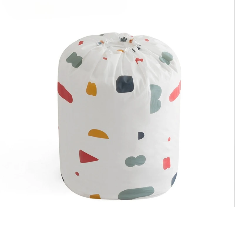 

Large Cylinder Drawstring Bundle Buggy Bag Moving Quilt Clothes Packing Bag Floral Dust-Proof Storage Bag
