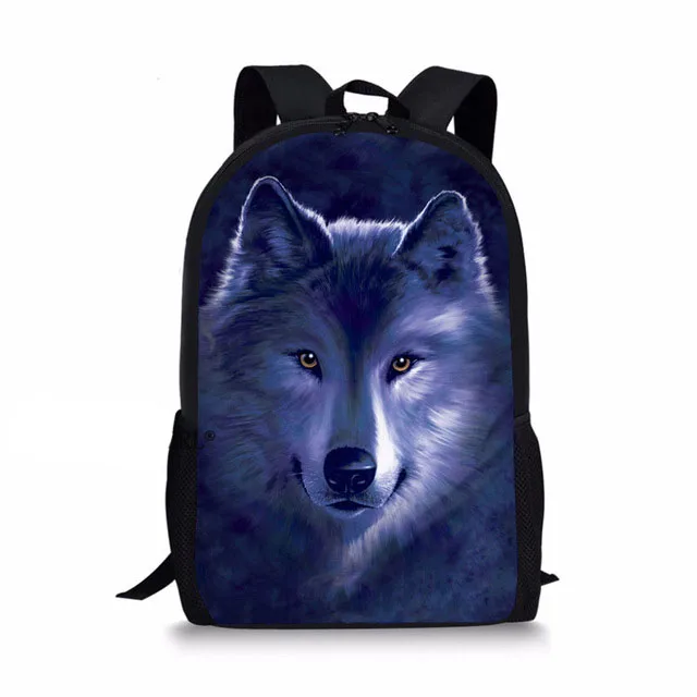 Custom pattern Kids School Bags Animal wild wolf Printing Backpack Wolf Pattern Book Boys Cool Bag | Багаж и сумки