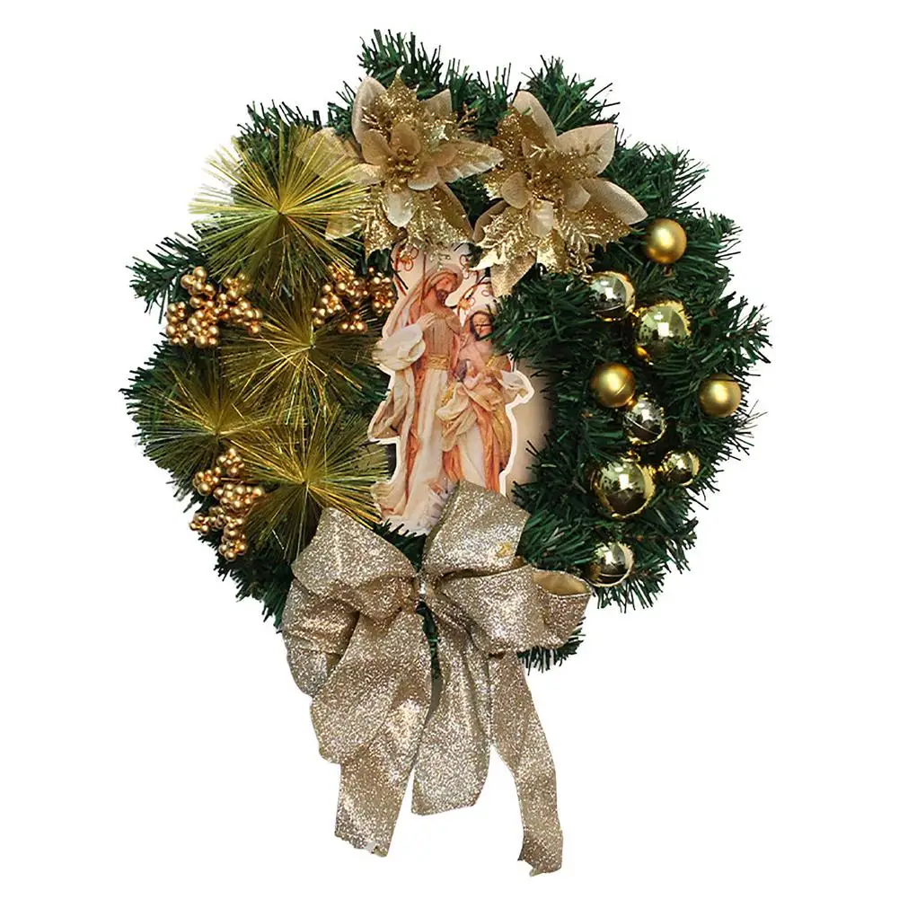 

Artificial Christmas Wreath Juniper Flocking Pine Christmas Wreath With Light Red Berry Christmas Decoration For Front Door Hol