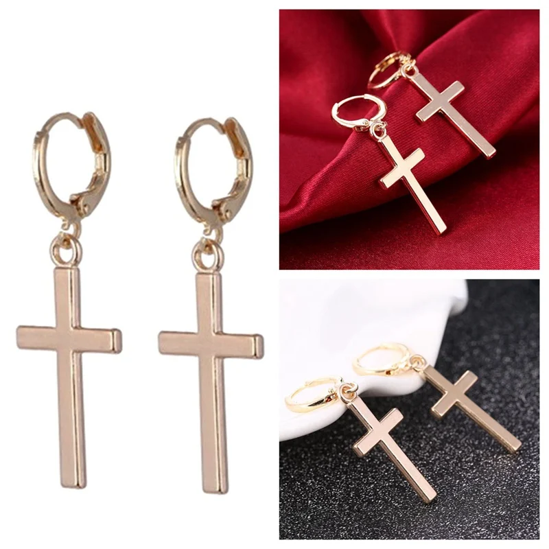 

Simple Fashion Women Costume Jewelry Drop Earrings Cross Shape Vintage 2 Fashion Color For Women Crosses Earring Gifts 2021