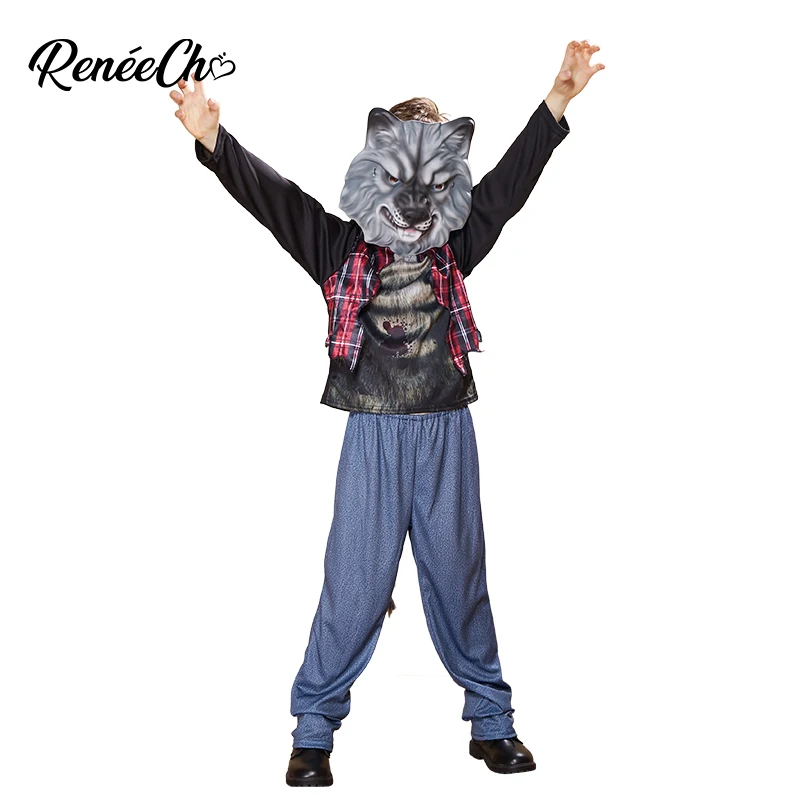 Детский костюм вервольфа Reneecho Костюм Волка страшный для Хэллоуина Косплей