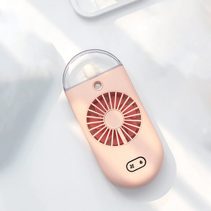 

Handheld Spray Fan, Portable Rechargeable USB Humidifier, Small Fan,Pink