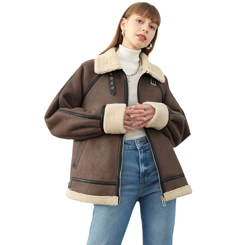 

SHZQ, новинка 2021, модная женская зимняя куртка, плотное теплое пальто с меховой вставкой, Женский Осенний свободный флисовый топ в Корейском с...