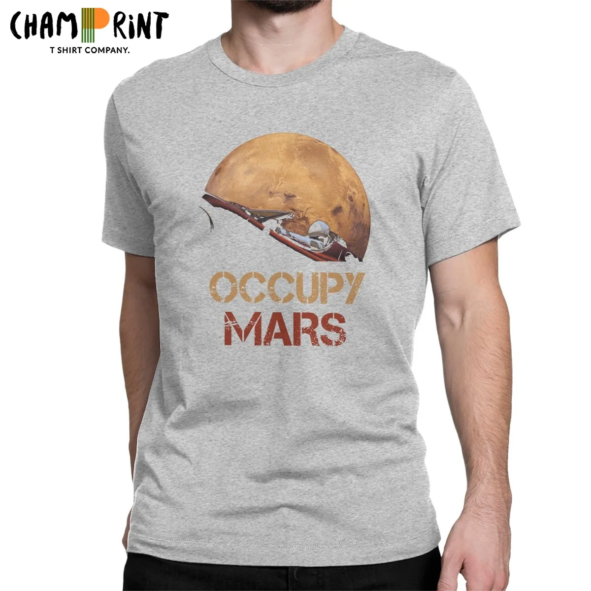 

Occupy Mars Elon Musk Spacex Starman T-Shirt Men Astronaut Cool 100% Cotton Tee Shirt Short Sleeve T Shirt Party Clothing