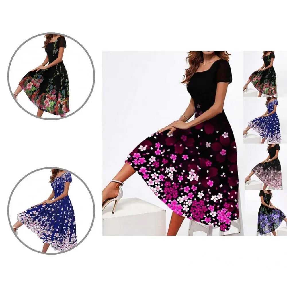 

Элегантное женское банкетное платье с художественным романтичным цветочным принтом, вечернее платье для свиданий