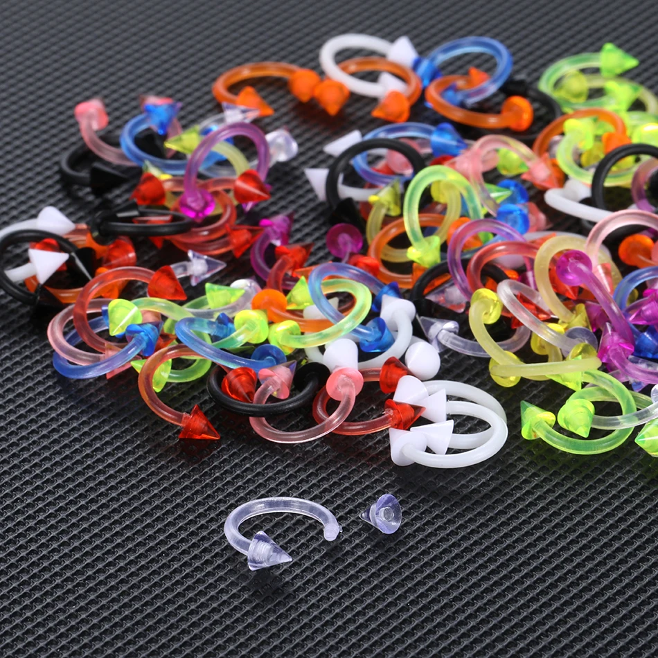 100 шт./лот акриловые конусные подковы круглые перегородки для носа кольца сосков