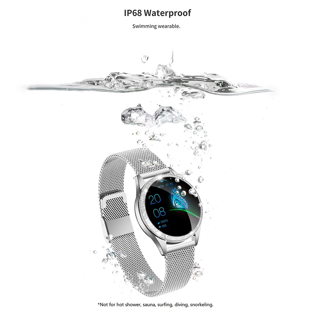 KINGWEAR KW20 Смарт-часы монитор сердечного ритма во время сна IP68 Водонепроницаемый фитнес-трекер шаги калорий смарт-часы женские стильные