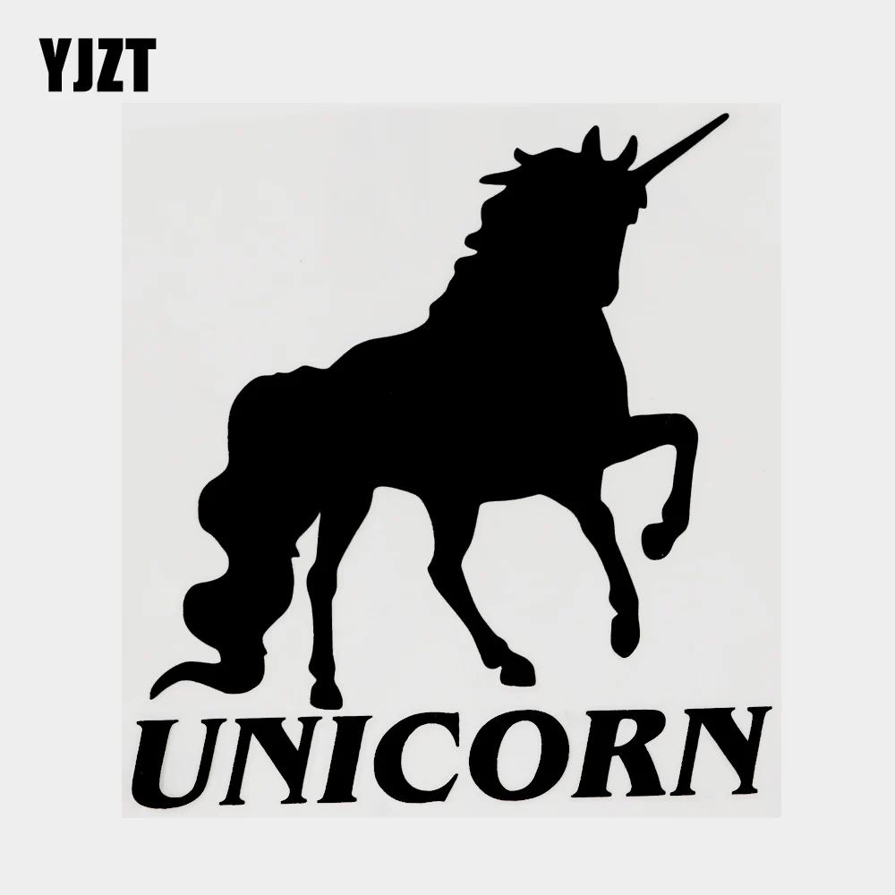 

YJZT 11.5CM×12.3CM Fun Unicorn Vinyl Motorcycle Car Sticker Decal Black/Silver 13F-0119