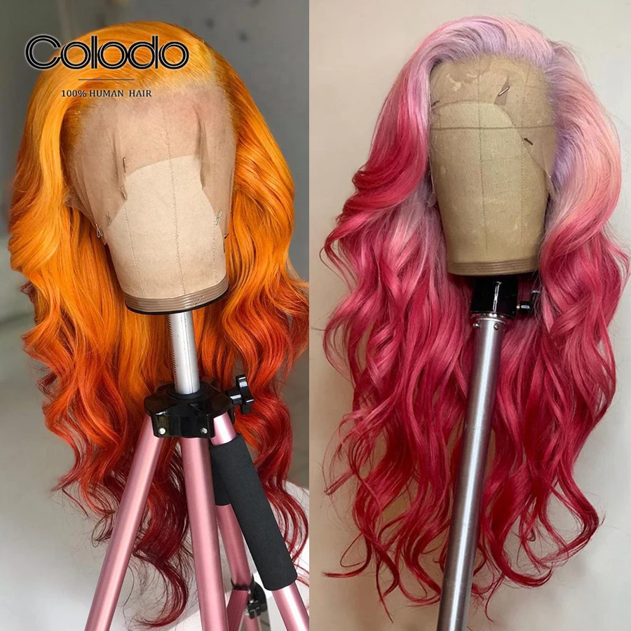 Цветной бразильский парик на сетке спереди с детскими волосами неповрежденные