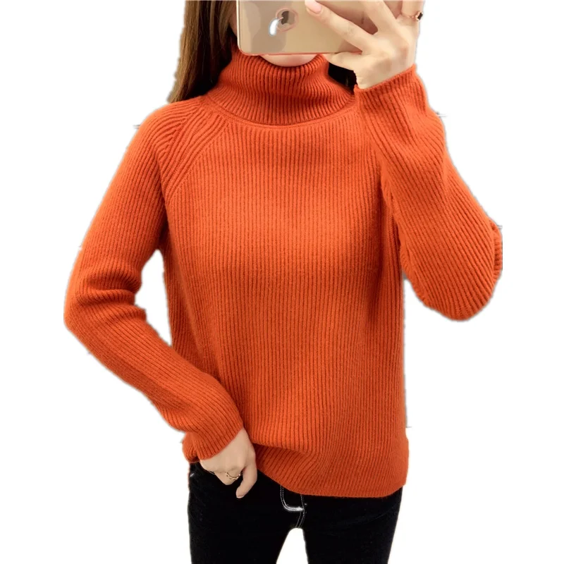 

Winter Women Sweet Turtleneck Pullovers Ladies Solid Stretch Striped Korean Top Knit Sweater Plus Size Harajuku Clothes