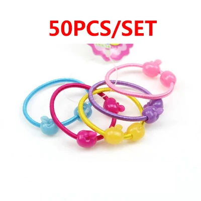 50pcs Style 16 Милые детские волосы для девочек, Бальные повязки на голову с бантиком, эластичная резинка для волос, резинка для конского хвоста, детские головные уборы, аксессуары для волос - Цвет: 50pcs Style 16