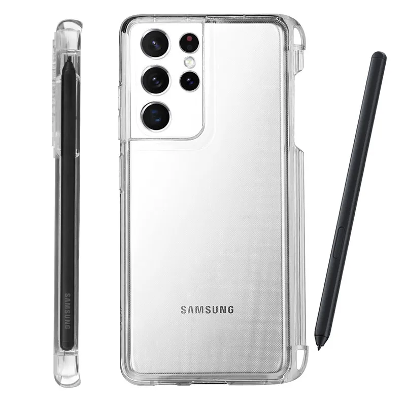 

Чехол S-Pen со слотом для Samsung Galaxy S21 Ultra, чехол с S-держателем для ручки, прозрачный чехол из ТПУ для Samsung S21 Ultra 5G Touch S Pen Storage