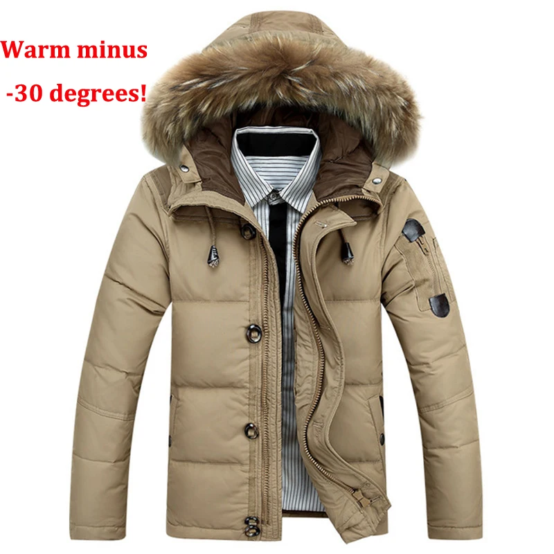 Winter Keep Warm Wind Proof Men's Snow Outwear Jacket 2021 New Thick Warm White Duck Down Brand Parka Black Male Coat