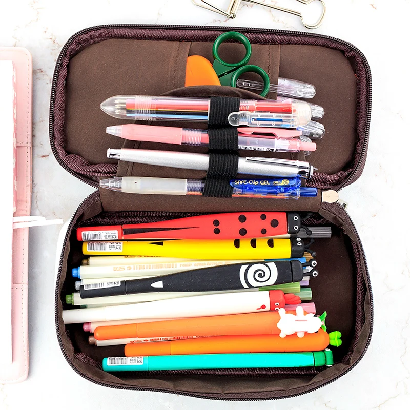 Большая кожаная ЕДИНОРОГ розовый школьный пенал для карандашей девочек детей