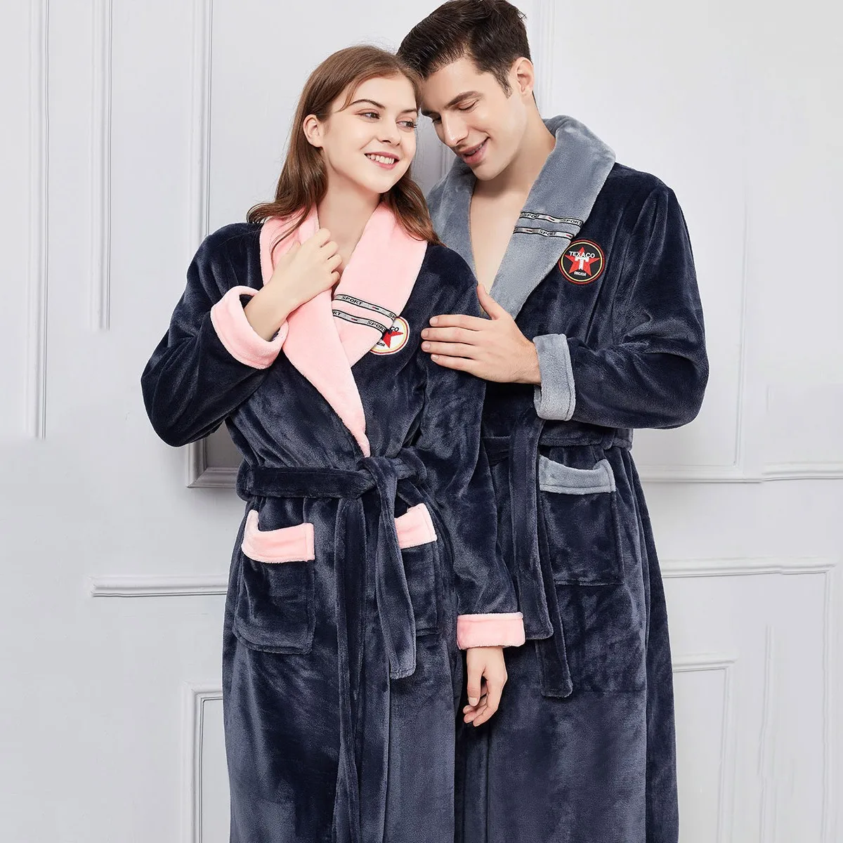 

WINTER NEW Coral Fleece Home Clothing Intimate Lingerie Couple Sleepwear Kimono Robe Casual Nightwear Flannel Warm Homewear