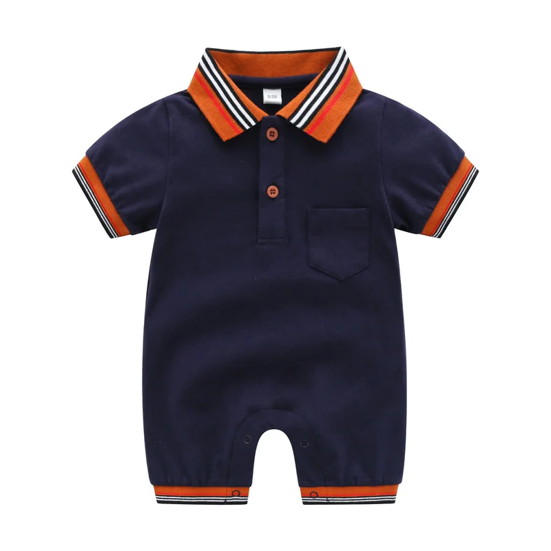 

Baby onesie short sleeved summer pajamas for boys and girls with lapel halter pajama romper kids summer clothes