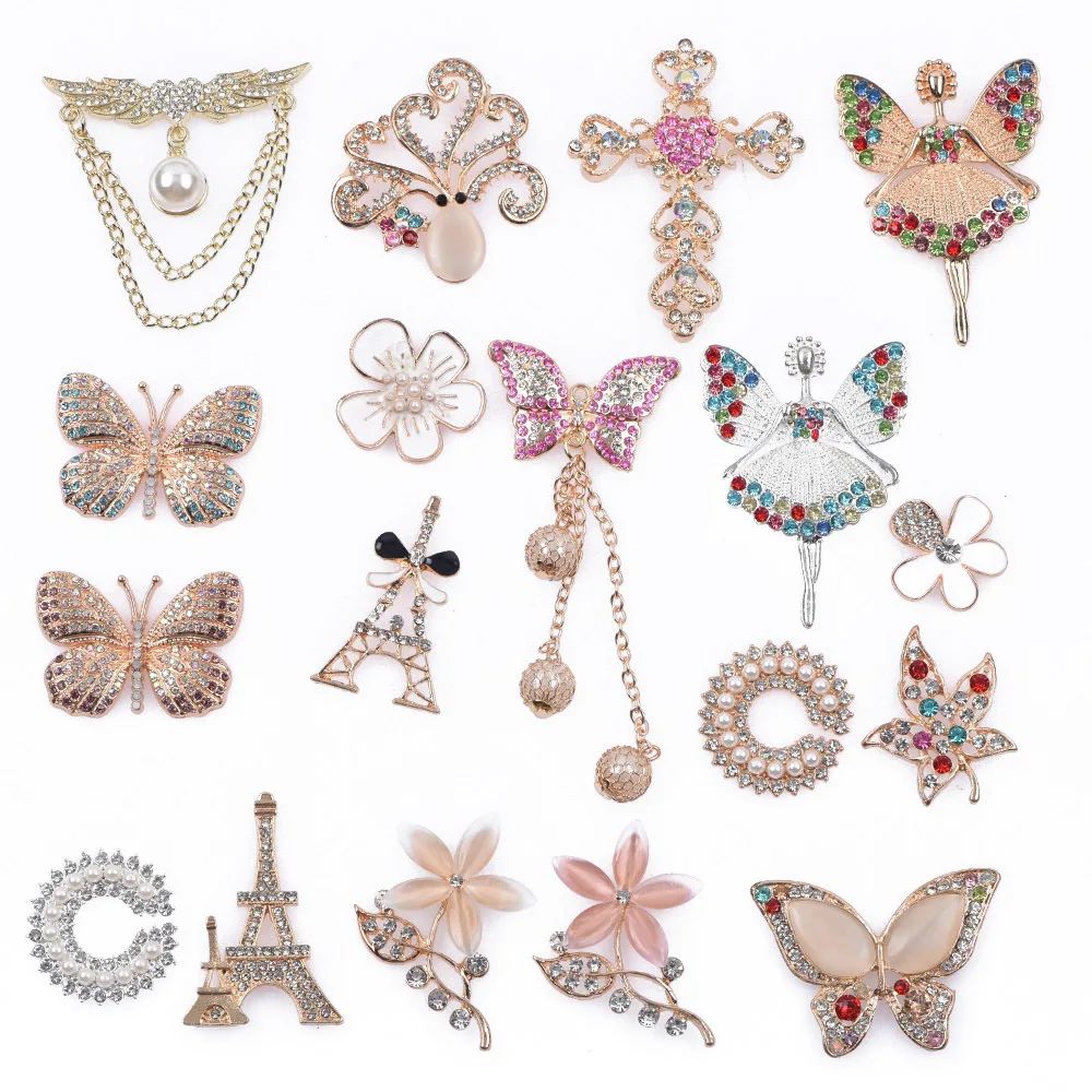 1pcs Metal Charms Brand Shoes Designer Accessories Croc Charms Bling Rhinestone Butterfly JIBZ Gift For Clog Decaration Charm