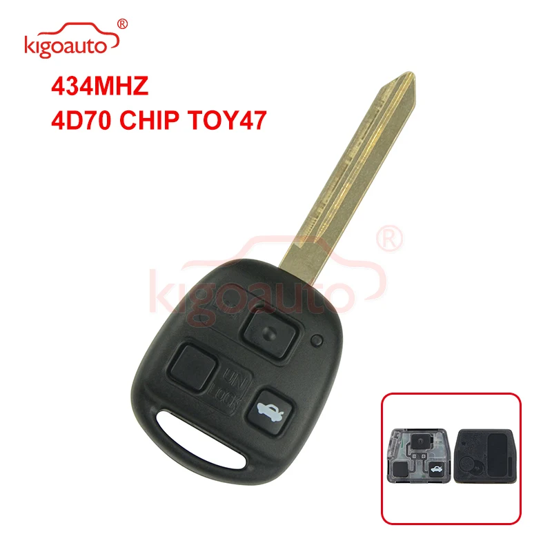 

Denso( not Valeo) Kigoauto Remote key 3 button TOY47 blade 434mhz 4D70 chip for Toyota Avensis 2004 2005 2006 2007 2008 2009