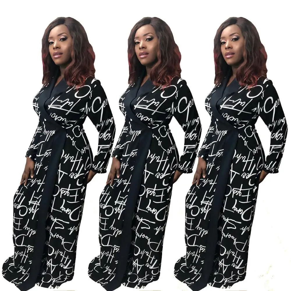 Женский халат осеннее платье-кардиган в африканском стиле с длинным рукавом и