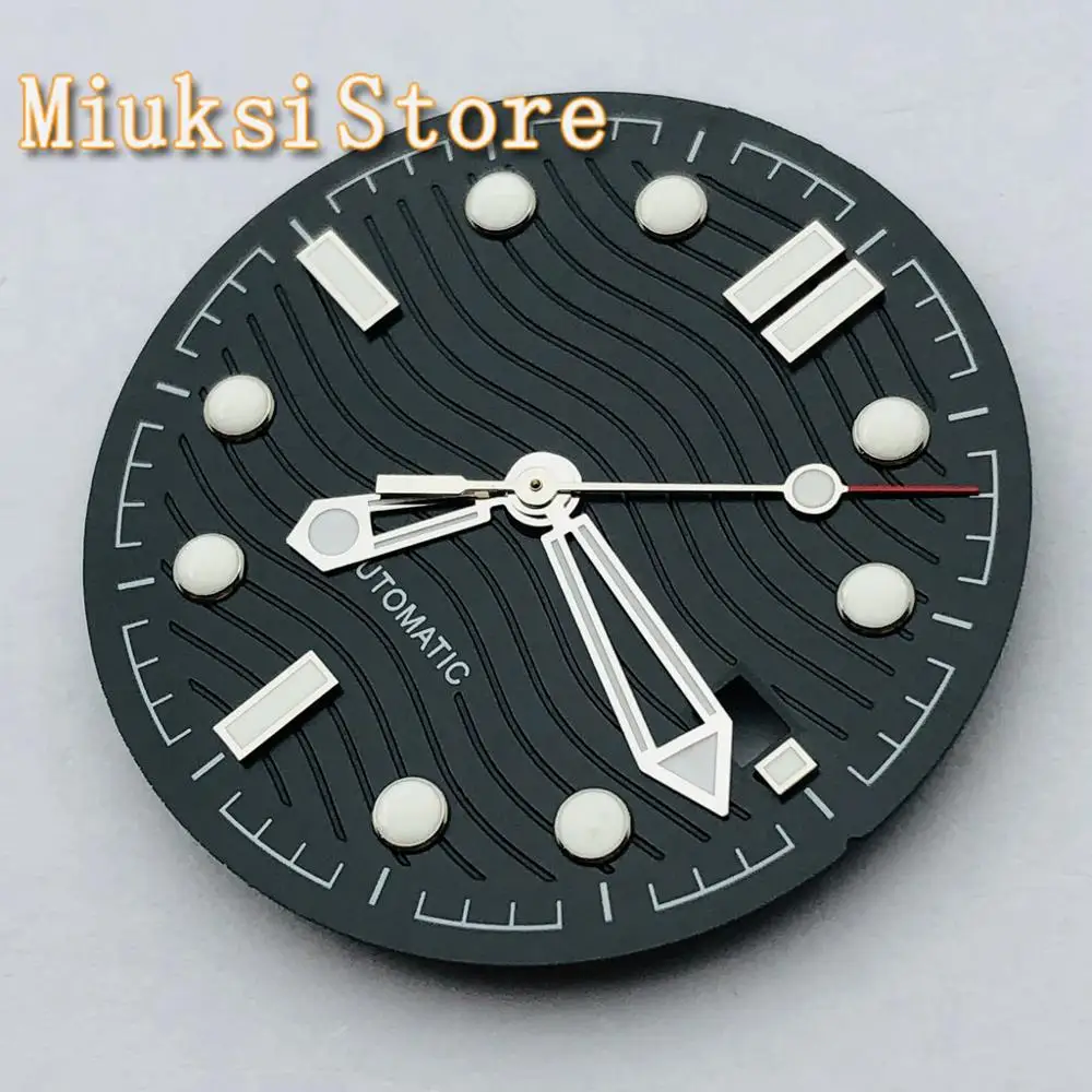 Черный циферблат с серебристыми стрелками подходящий для NH35 NH36 ETA 2824 2836 Miyota 8205 8215