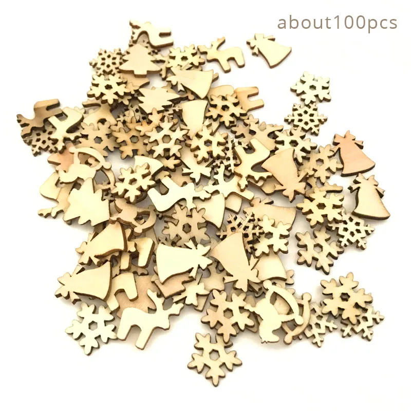 100 шт деревянные рождественские украшения мини Рождественские Елочные Украшения