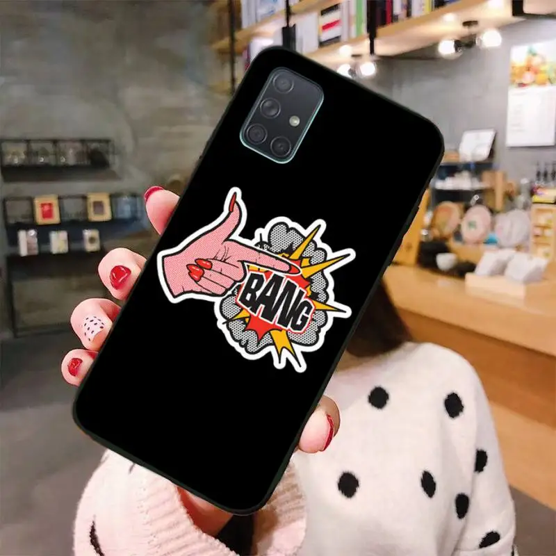 

HPCHCJHM pistol bang Black TPU Soft Rubber Phone Cover For Samsung A10 A20 A30 A40 A50 A70 A80 A71 A91 A51 A6 A8 2018