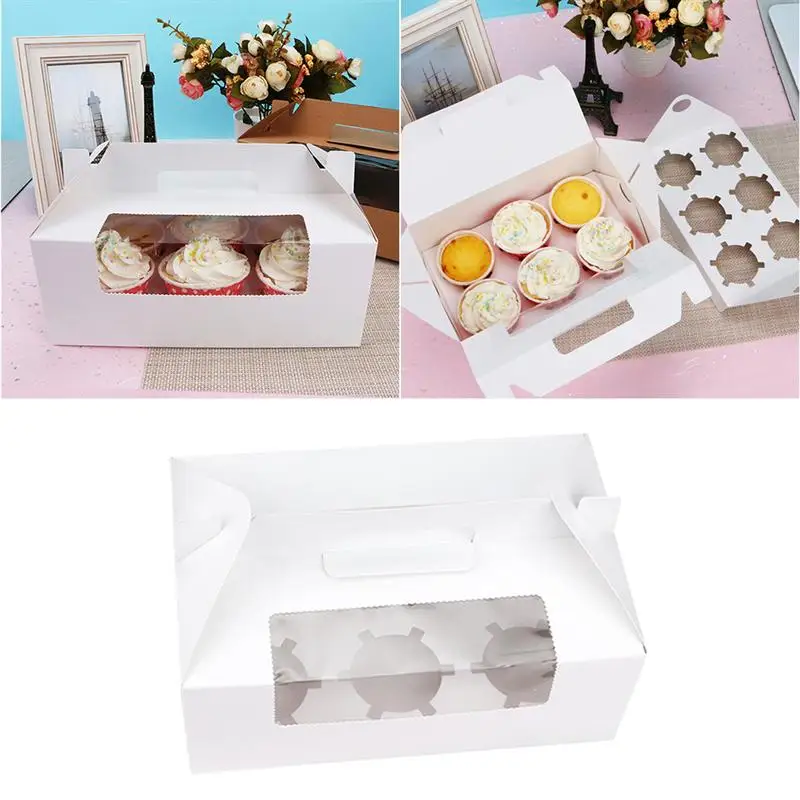 8 шт 6 Полость кекс коробка десерт лакомство держатель портативный бумажные