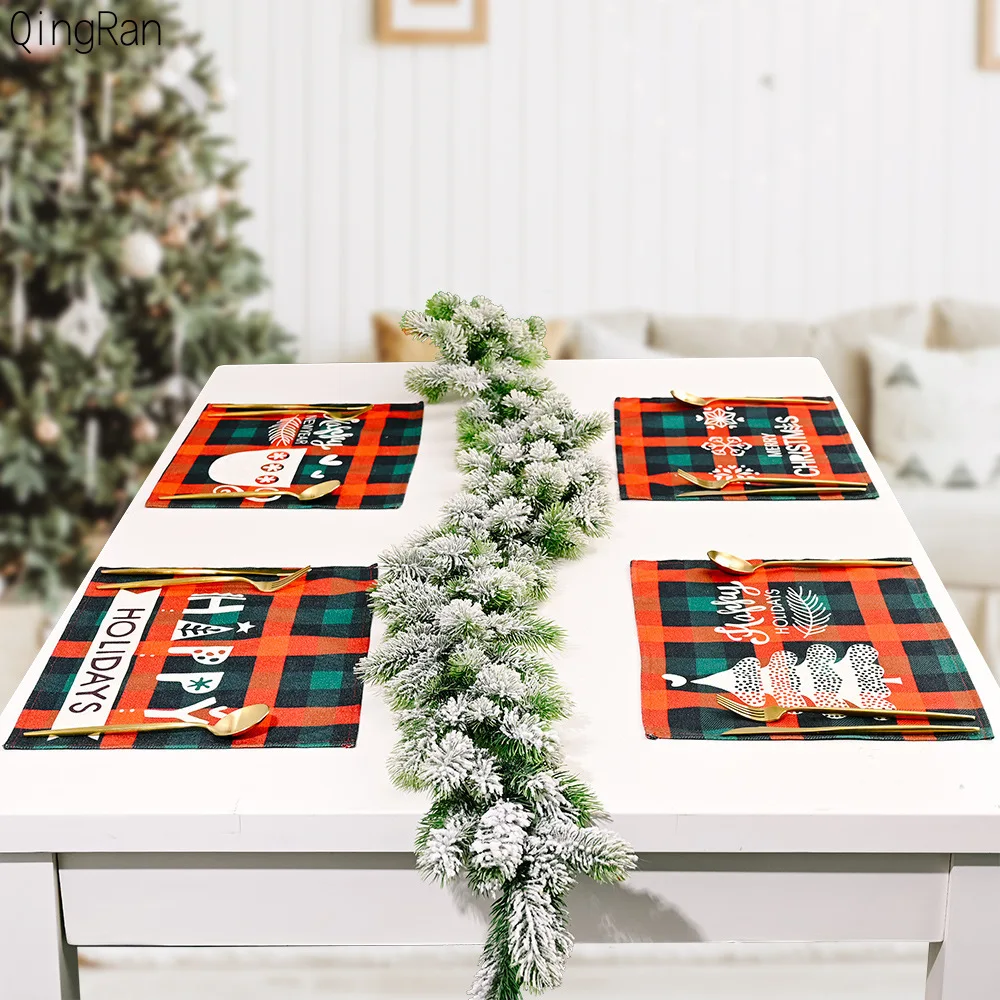 

Christmas Placemats Non Slip Heat-Resistant 2022 Navidad Table Mats Forest Man Xmas Dining Home Decoration Christmas Ornaments