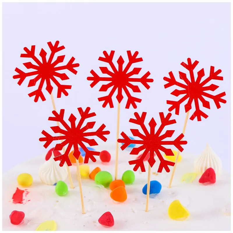 10 шт. Замороженные вечерние рождественские искусственные снежинки торт флаг