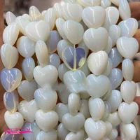synthetic white opal stone loose bead high quality 16mm smooth heart shape diy gem jewelry making accessories 12pcs a4377