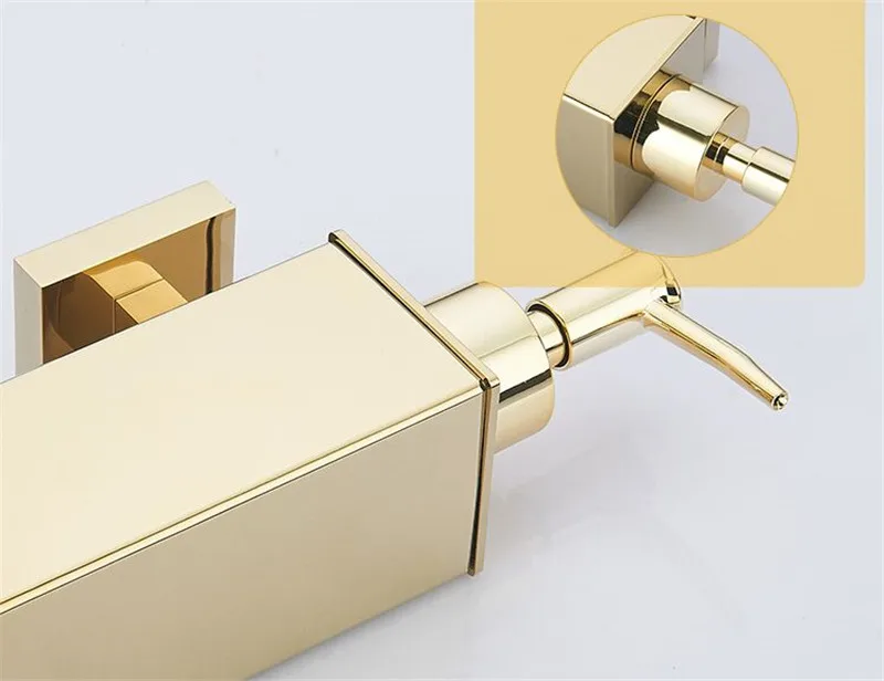 Liquid Soap Dispenser Hand Kitchen Sink Soap Container 304 Stainless Steel Gold Bathroom Shampoo Holder Wall Mounted Bottle