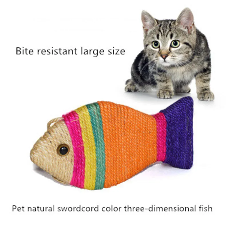 

Cat scratch board cat toy pet grinding claw natural sisal rope color stereo fish bite resistant wear resistant super large