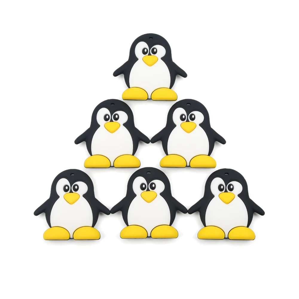 LOFCA-mordedor de ping&uuml;ino de silicona para beb&eacute;, juguete de dentici&oacute;n de grado alimenticio, sin BPA, DIY, colgante, collar, fabricaci&oacute;n de regalo, 1 ud.-3