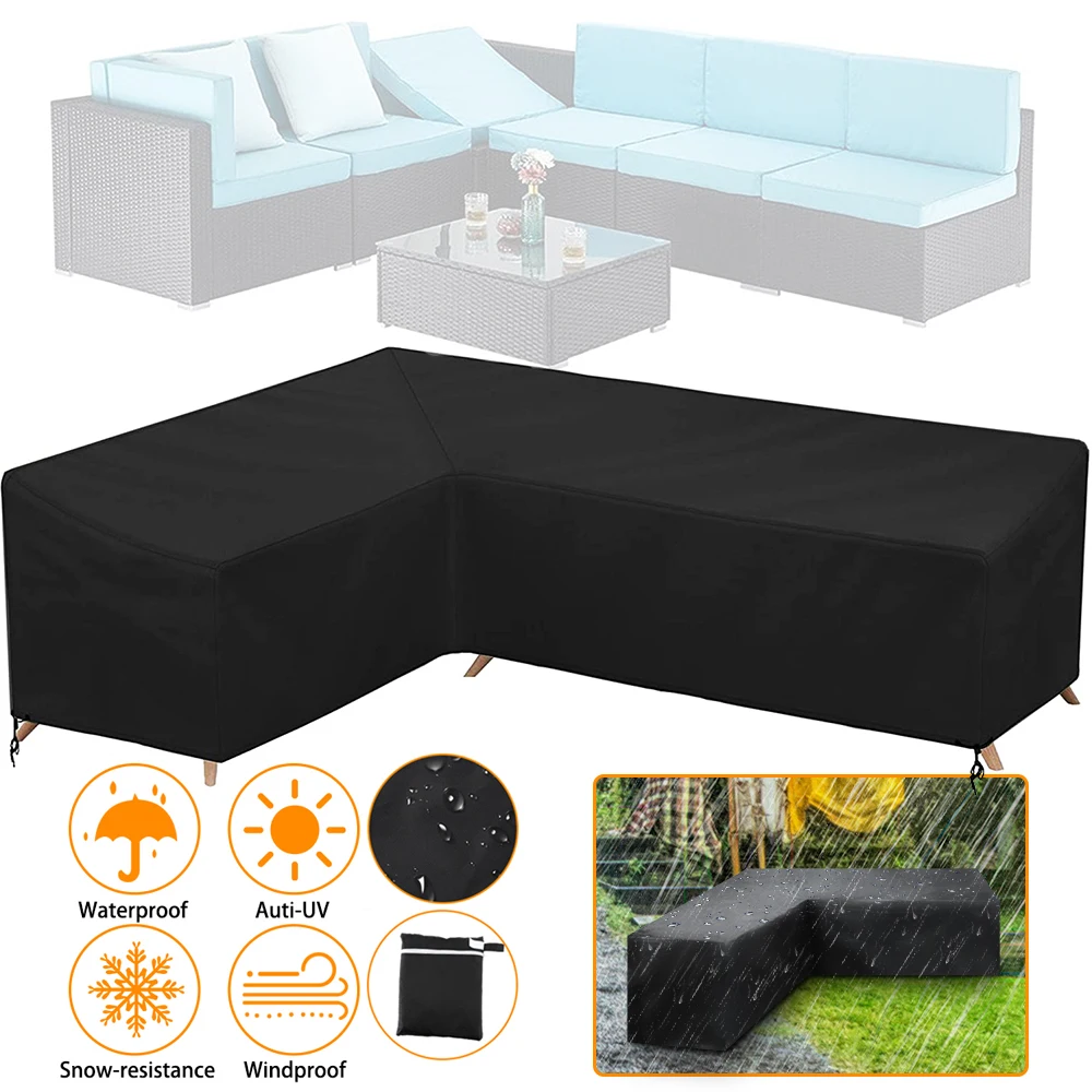 

Garden Furniture Rain Cover Outdoor UV-resistant Furniture Covers Sofa L Shape Oxford Cloth Patio Yard Corner Durable Protection