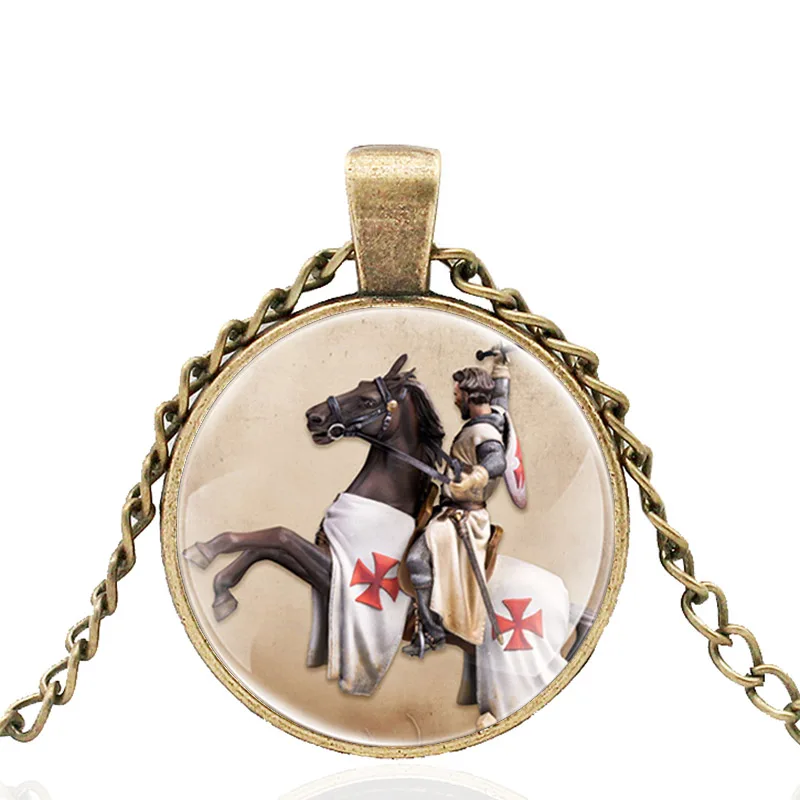 

2020 New Arrival Knights Templar Glass Dome Black Necklace Men Women Charm Pendant Jewelry Accessories Gift