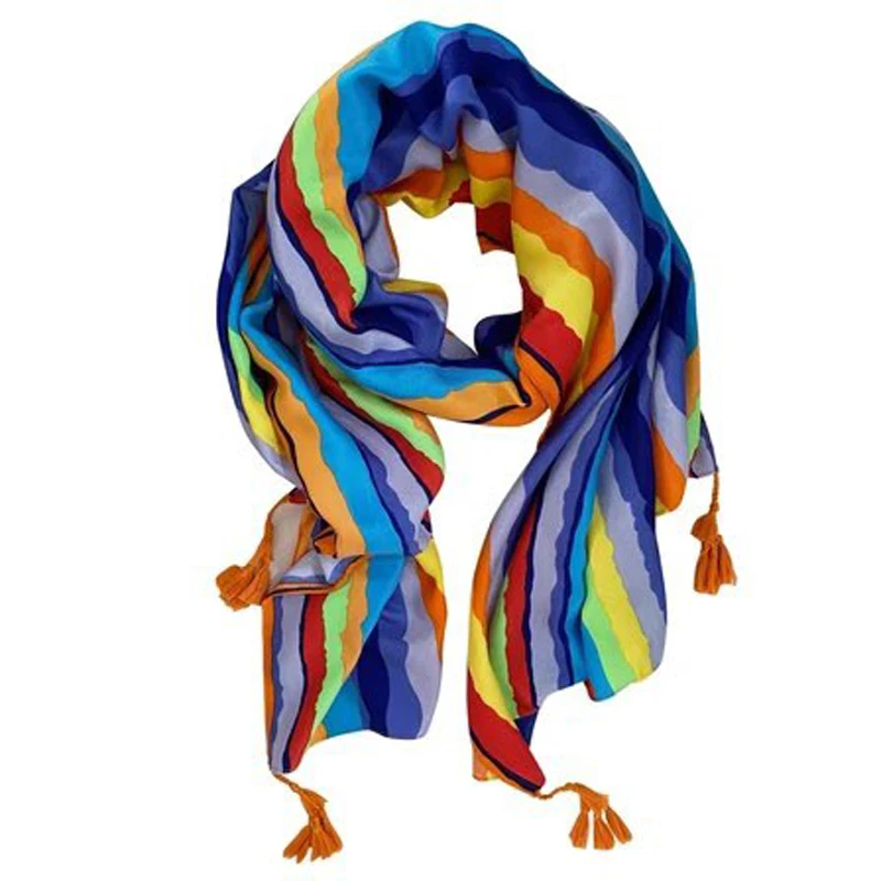 Cheap 2021 Nieuwe Katoenen Streep Patroon Kwastje Sjaals Zachte Polka Hoofd Wrap Hijab Gratis Verzending