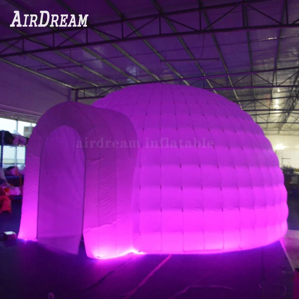 

5mD Inflatable Igloo Dome Tent with Air Blower(White, Two Doors) Structure Workshop for Event Party Wedding Exhibition Business