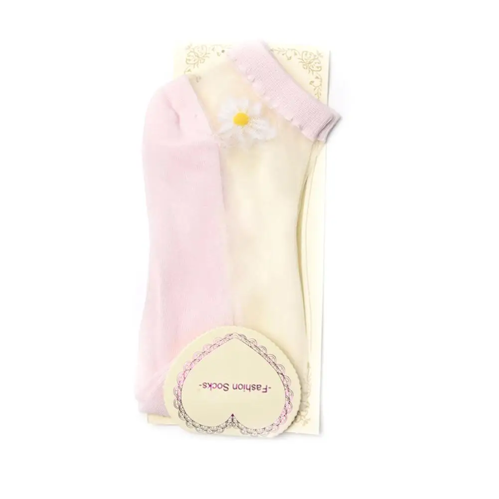 

2Pairs Women Marguerite Transparent Thin Breathable Elastic Short Ankle Socks
