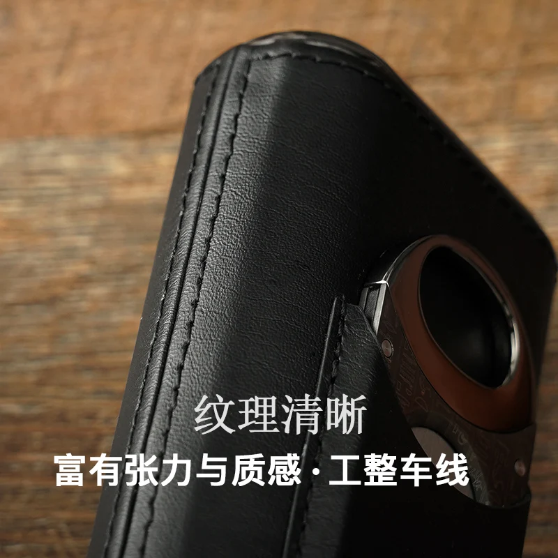 

Cigar Case Portable Cigar Moisturizing Cedar Wood Cover With Cigar Scissors Cigar Leather Cover