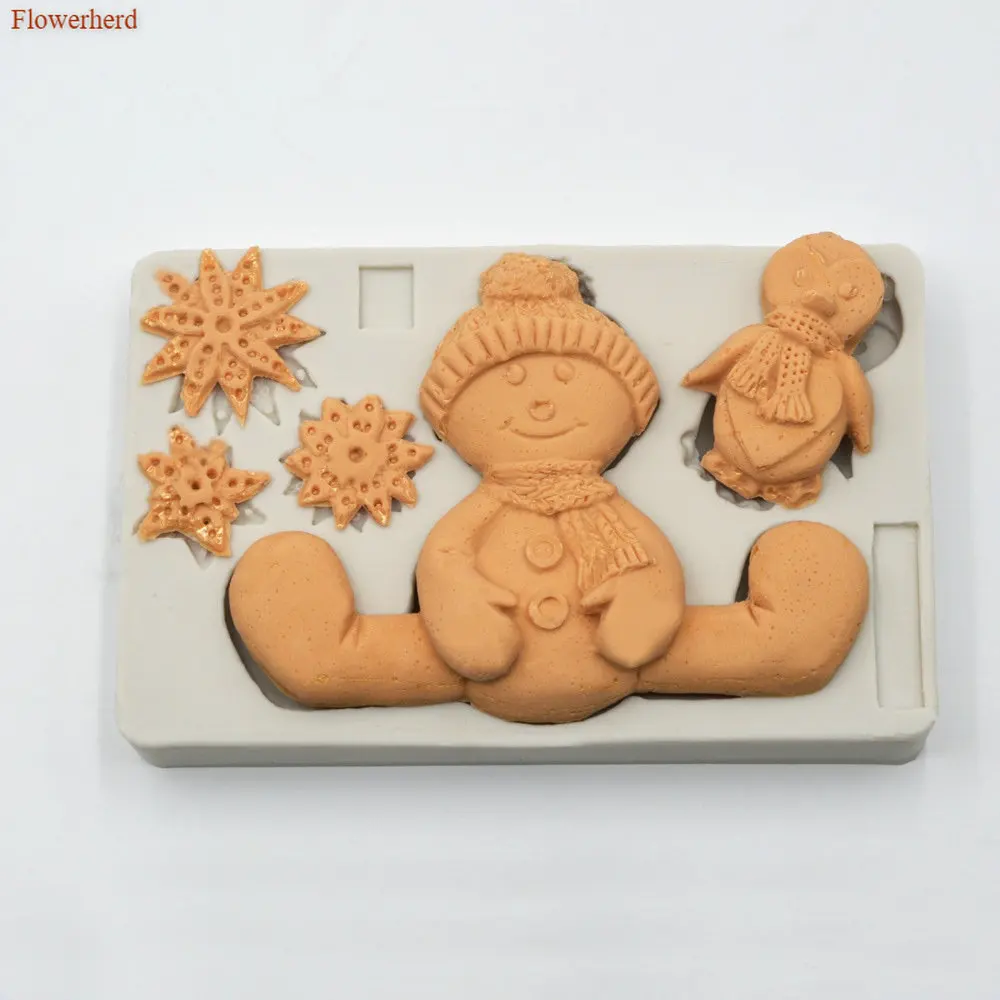 Рождественское украшение снеговик Снежинка пингвин форма помадка торт