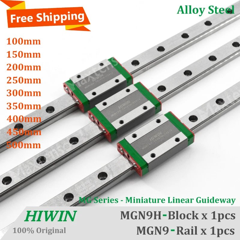 Линейная направляющая HIWIN MGN9 100 150 200 250 300 350 400 450 мм блок MGNR9 MGN9H для 3D-принтера