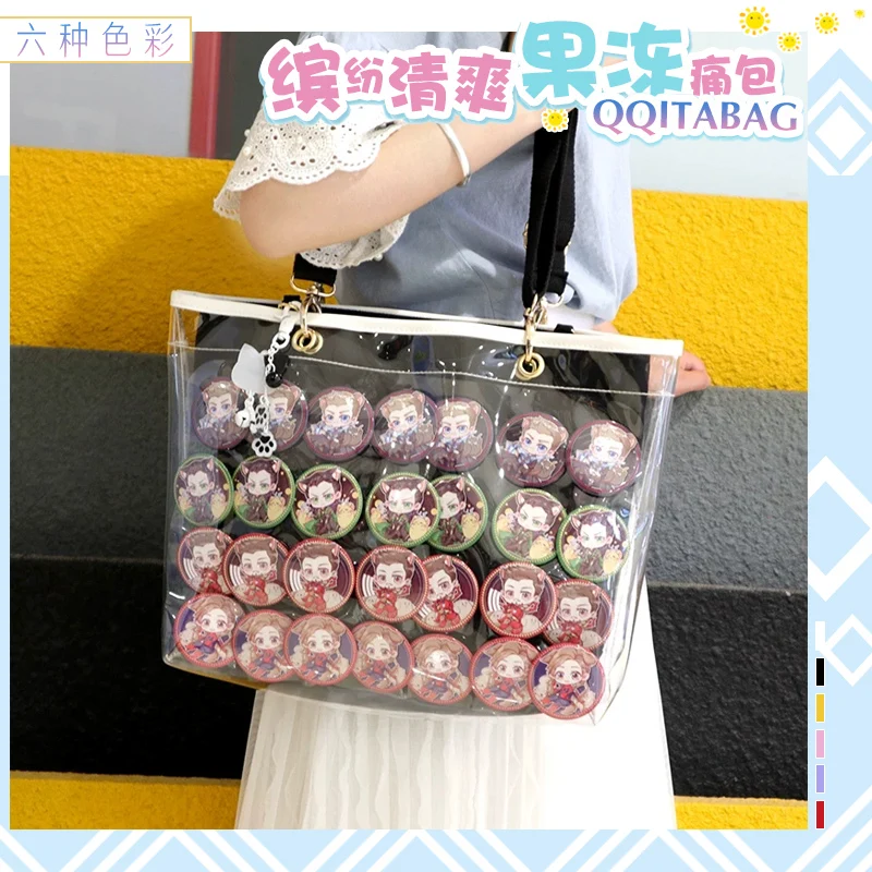 

Рюкзак с мультипликационным рисунком, двусторонняя Полностью прозрачная сумка на плечо, мягкий мультяшный японский ранец с аниме второго э...