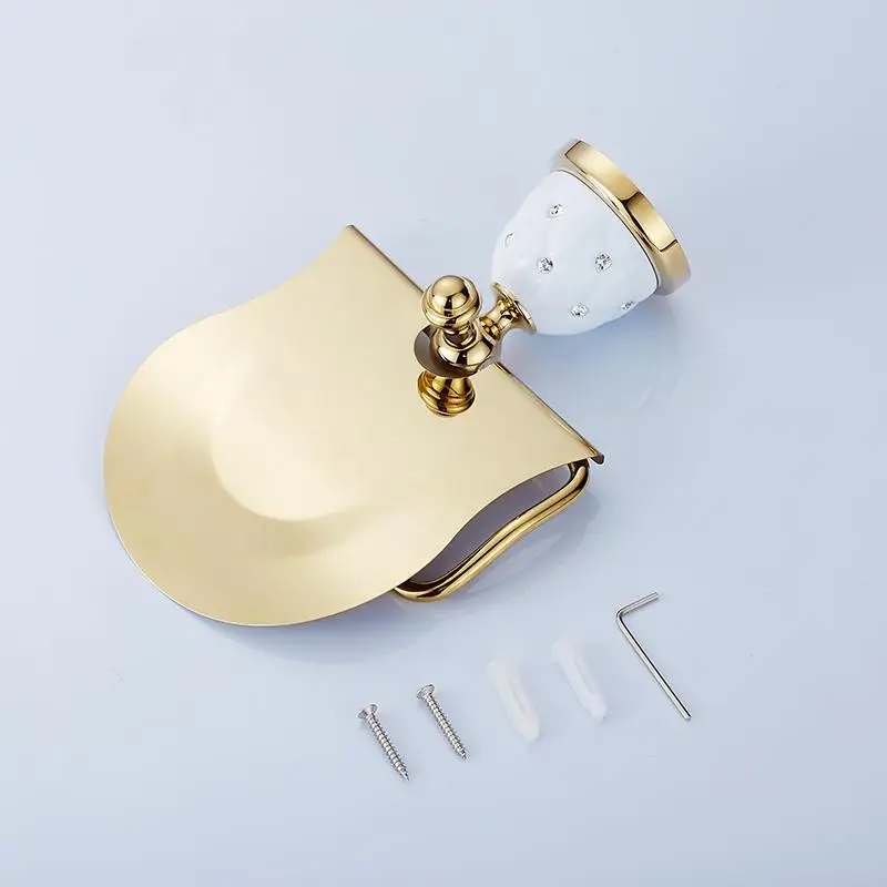 

European Paper Holders Brass Golden Paper Roll Holder Toilet Bathroom Accessories Bathroom Hardware Waterproof