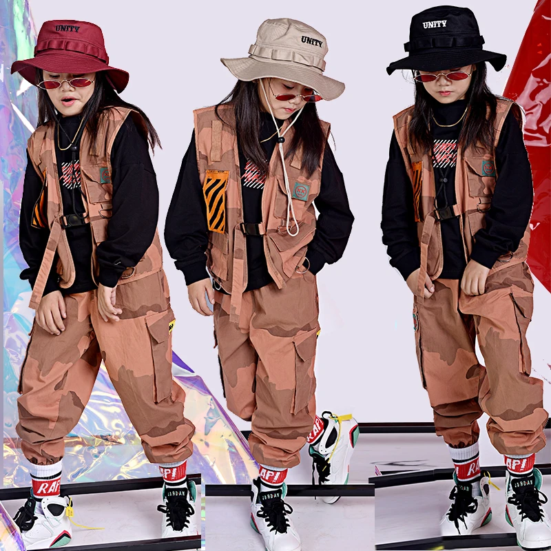 Новинка Детские джазовые танцевальные костюмы уличный танцевальный Камуфляжный