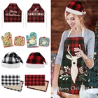 Рождественские украшения Фартук Шляпа Салфетки Анти-горячие перчатки Кухня Столовая Кулинария Принадлежности для выпечки Рождество Новый год Декор для вечеринки