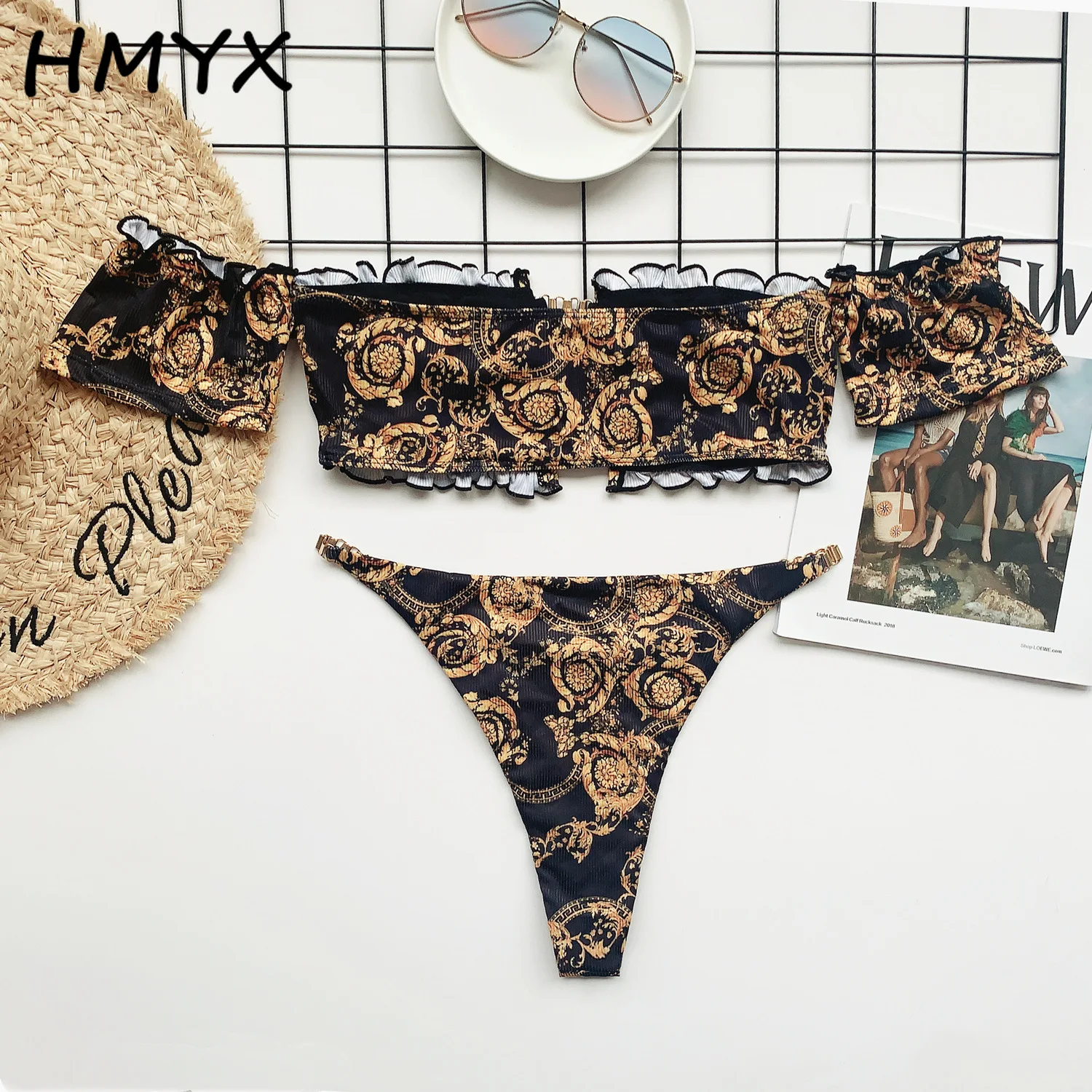 

Vintage Print Bikini Set 2021 Sexy Women's Swimwear Bandage Bandeau Swimsuit Brazilian Bathing Suit Micro Bikini Maillot de Bain