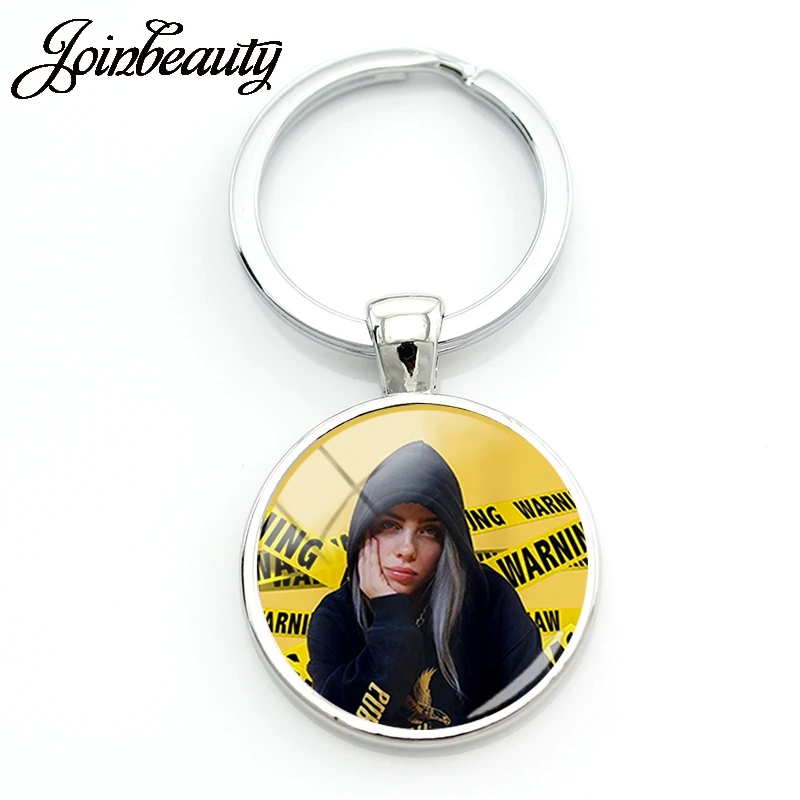 JOINBEAUTY, хип-хоп, музыка, звездное искусство, изображение, брелок Billie Eilish, женский брелок, кольцо, держатель, подарок на день рождения, ювелирное изделие HB09